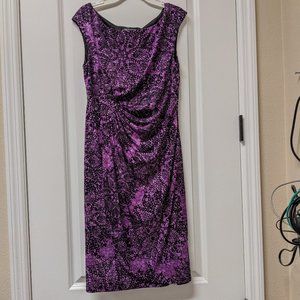 Connected Apparel Dress - Purple - Gathered at Waist for Work or Evening Size 8